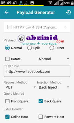create http injector payload http