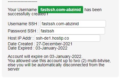 fast premium ssh account seven days