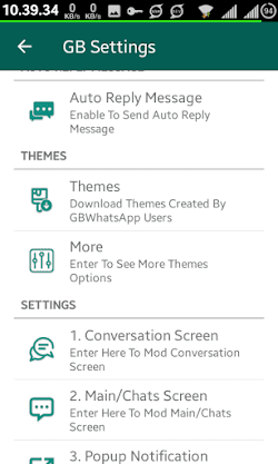 GBwhatsapp new setting options